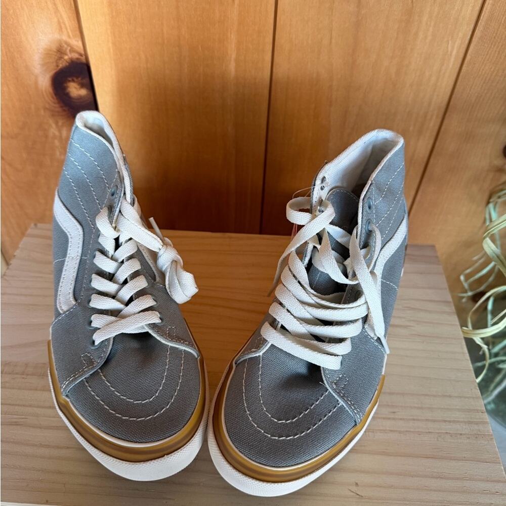 Vans High-Top Sk8-HI Tapered Sneakers--Turquoise and Gold - Picture 5 of 7